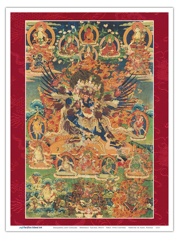 タントラアート 仏教テーマ 絵画 フレーム付き Amazon.co.jp: Hayagriva and Consort - 仏教タントラ神